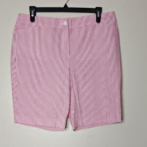 Talbots Knee Pink  White Striped Women's Shorts Size 16 NWOT
